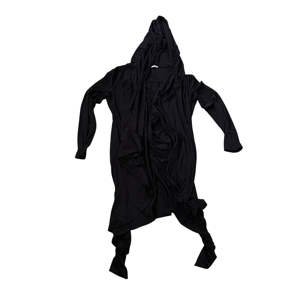 COOFANDY Mens XL Black Hooded Cardigan Open Front Longline Drape Cape Cloak Coat
